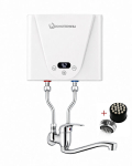 AMOR elektriline l&auml;bivoolu veesoojendaja MINI 3,5 kW / 220 V + survestamata kraanikauss segistiga KFA HST
