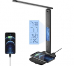 LED laualamp juhtmevaba laadijaga, USB laadimispesa, kell, &auml;ratuskell, kuup&auml;ev, temperatuurin&auml;idik