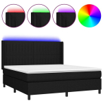 vidaXL kontinentaalvoodi madratsiga ja LED, must, 160x200 cm, kangas
