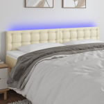 vidaXL LED-voodipeats, kreemjas, 160x5x78/88 cm, kunstnahk