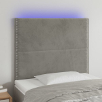 vidaXL LED-voodipeats, helehall, 100x5x118/128 cm, samet