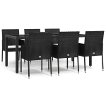 vidaXL 7-osaline aiam&ouml;&ouml;blikomplekt patjadega, must, pol&uuml;rotang