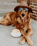 Maalimine numbrite j&auml;rgi - maalimise komplekt 40x50 cm. "Dog with Glasses"