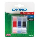 Dymo etiketilint 3D Label Tape 9mm 3m Glossy, 3-pakk must/punane/sinine