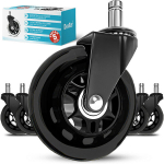 Tooli rataste komplekt, kummist, laagritega, 5 tk, mustad