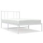 vidaXL metallist voodiraam peatsiga, valge, 100x200 cm