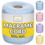 3mm/200m makramee n&ouml;&ouml;r sinine pastelne Creative Deco puuvillane pol&uuml;ester n&ouml;&ouml;r