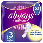 H&uuml;gieenisidemed Always Platinum Size 3, Day & Night, 22 tk