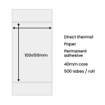 Termoetiketid 100x150mm, 500 tk, valged