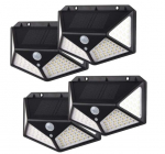 Happy People LED seinavalgusti p&auml;ikesepatarei ja liikumisanduriga, 100 LED-i IP65 Veekindel 4 tk.