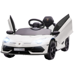 Laste elektriauto, litsentseeritud Lamborghini Aventador, tiibuksed, muusika, helisignaal, 3-5 aastastele, valge