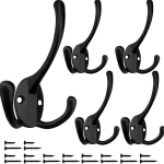 Rasked Mustad Metallist Seinal Rippuvad Konksud Riidepuudeks, 3vnt/pak