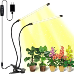 LED kasvuvalgusti, kasvulamp, t&auml;isspektriga kasvuvalgusti, siseruumides kasutatavate taimede lamp, millel on punane valge LED, 2 pead