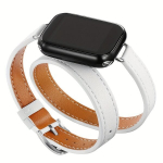 Nutikell Kahekordne Kunstnahast Rihm Apple Watchile, Baltas