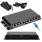 Extralink Kratos PoE l&uuml;liti, 7x Gigabit PoE, 1x Uplink RJ45, 60W, must