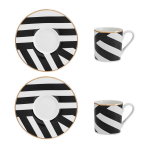 Mikasa Luxe Deco Hiina Espressokuppide Komplekt - 2 tk - Geomeetriline Must/Valge