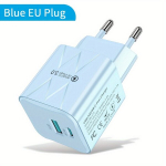 2 Pordi PD 25W Mini USB C Kiirlaadija iPhone 15 Pro Max Xiaomi Telefoni J&otilde;ulaadimine EL Pistik Adapter Reisimiseks, Mėlyna