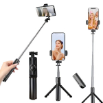 ABS Pikendatav Selfie Kepp Statiiv, 360&deg; P&ouml;&ouml;ratav Nutitelefoni Kinnitus, Juhtmevaba Pult., Juoda