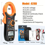 K&ouml;&ouml;gikaal Aicevoos Digitaalne Klambermeeter AC/DC Vool 6000 Lugemist 600A/1000A 测试 Ohm NCV, 588D (600A, AC/DC)