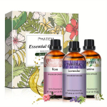 3-osaline Komplet PHATOIL Looduslik Eeterlik &Otilde;lid 330ML, Parimad Lillelised &Otilde;lid Aroomihajutajale Roos Lavendel Jasmiin.