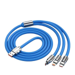 3-in-1 USB kiirkaabel - &Uuml;hilduvus iPhone/Type-C/Micro USB seadmetega, Mėlyna
