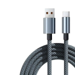 100W 6A PVC &uuml;mar USB-C kiirlaadimiskaabel, l&auml;ikiv viimistlus, Juoda