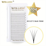 4D 0.07 204 Valet Ripsmed Kitsas Tipud Terav Tip Vol&uuml;&uuml;m Ripsmepikendused, 4D 0,07 C 15MM
