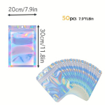 50tk/100tk Taassuletavad Mylar Kotid - 13 Erinevat Suurust Metallist Foolium Holograafiline Pakend., 20x30 cm (7,9x11,8 colio)