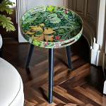 Dekoratiivne &Uuml;mmargune Kandik Puidust Jalgadel, Mandala Muster, William Morris Green