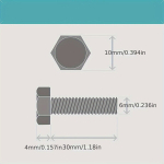 20/30/40 Komplektid M6-1,0 X10-60mm Kuuskantpea Poldid ja Mutrid Komplekt, 304 Roostevaba Teras, T&auml;iskeere., (40 rinkinių) M6x10mm