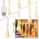 USB-toitega vihmapiiskade kujuline LED-valgustike LIVMAN cxg003, 10m, 80 LED-i