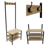 Maakondlik riidepuu 3 riiuliga naturaalne/must