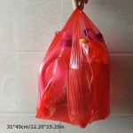 50tk Paksud Punased Plastik T-S&auml;rgi Kotid K&auml;epidemetega, Vastupidav Poekott Toidukaupadele, 31*49 cm