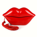 Telefonihoidja Roosa Huuled Telefon Juhtmega Dekoratiivne Retro Kodutelefon. , Raudona