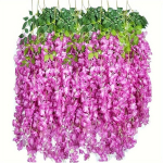 12 Pakki Kunstlikud Wisteria Lillede Vanikud, Aia Stiilis Pol&uuml;ester Rippuvad Lilled., Purpurinė raudona