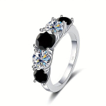 925 h&otilde;bedast s&otilde;rmus moissaniidiga kihlas&otilde;rmus koos kinkekarbiga. variant-100344, Juoda -3.6CT