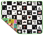 Humbi Piankowa dwustronna gruba mata edukacyjna Szachownica Polski Alfabet Cyfry Obrazki Kontrastowe 150 x 180 x 1,5 cm