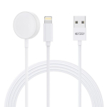 2in1 magnetiline laadija USB-C/Lightning kaablitega Apple Watch 1.5m - valge