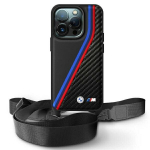 BMW BMHCP16L23PSVTK iPhone 16 Pro 6.3" czarny|black hardcase M Edition Carbon Tricolor Lines & Strap