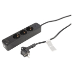Maandusega pikendusjuhe 3 pesaga,USB-A/C, 1,5 m, must