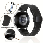 Nutikell 22mm/20mm Ehtne Nahast Kellarihm Sobib Samsungi Vaatajaoks, Juoda