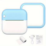 Mini kaasaskantav termiline sildiprinter, USB-laetav, &uuml;hilduv Mac OS X-ga., Mėlynas+1 ritininis popierius