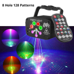 (USB Recharge8 auku 128 mustrit) RGB Mini Disco Laser Light Projector USB Laetav LED UV-heli Strobe Lavaefekt Pulmad Xmas Holiday Party Lamp N, (USB Recharge8 Hole 128 Patterns)