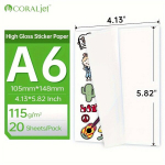 Coraljet Veekindel Kleepuv Fotopaber Inkjet Printerile, A6/20 lak&scaron;tai/115g/Blizgus
