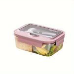 1tk L&otilde;unas&ouml;&ouml;gikarp, Kaasaskantav Jagatud Bento Karbik, 1400ml., Rožinis