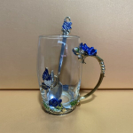Elegantne Sinine Roosiline Tee ja Kohvitass - Tsingisulamist, Libisemisvastane, UV-kindel., 350 ml Blue Rose vieno puodelio