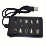 1tk Kaasaskantav USB-jaotur L&uuml;litiga ja 10 USB-pordiga