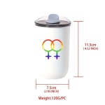 300ml Lesbi Pride Topeltseinaga Roostevaba Teras Kohvitops - Termos Kaanega, BPA-vaba, LGBT Vikerkaare Naiste S&uuml;mbolid Kujundusega.