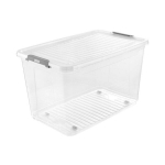 Ratastel kaanega kast clipbox Leo 59x38x35,5cm 56L l&auml;bipaistev