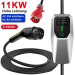 3 faziųų 16A 11 KW Type2 CEE IP65 LCD ekranas Chargeninja elektrinja automobilio įkrovimo kabelis oranžinis Automobilinis įkroviklis &scaron;eima 6 metrai